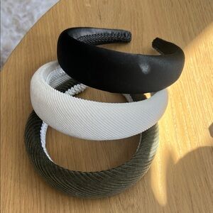 Set of Three Headbands in Black, White, and Green